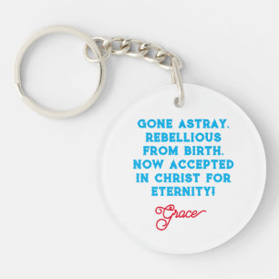 Grace Christelijk Quote met Blauwe en Rode Typogra Sleutelhanger