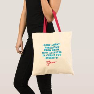 Grace Christelijk Quote Rood en Blauw Typografie T Tote Bag