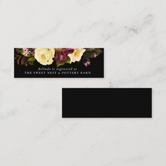 Grace  Dark Bridal Registry Insert Kaarten Mini Visitekaartje (Voorkant / Achterkant)