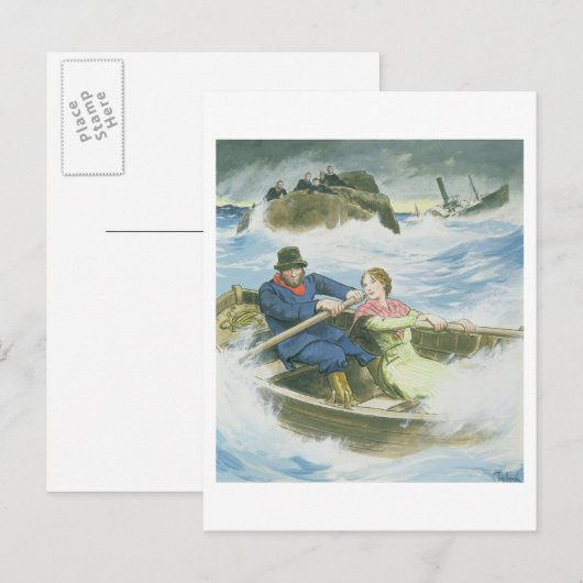 Grace Darling (1815-41) en haar vader die ons redt Briefkaart (Voorkant / Achterkant)