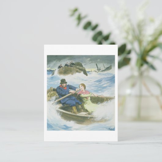 Grace Darling (1815-41) en haar vader die ons redt Briefkaart (Staand voorkant)