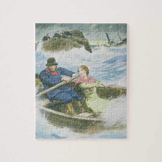 Grace Darling (1815-41) en haar vader die ons redt Legpuzzel (Verticaal)