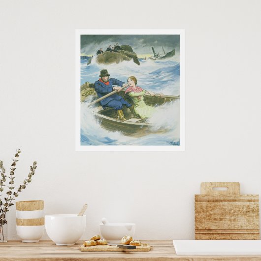 Grace Darling (1815-41) en haar vader die ons redt Poster (Keuken)