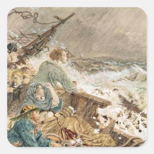 Grace Darling en haar vader redden de schipbreuk Vierkante Sticker (Voorkant)