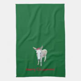 Grace de Donkey met een rode boe Theedoek