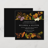 Grace  Donker Vierkant Bruiloft Uitnodigingen (Voorkant / Achterkant)