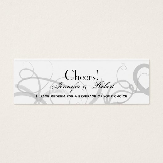 Grace: Dramatische wervelingen grijs bruiloft Drin Mini Visitekaartjes (Voorkant)