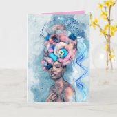 Grace en Beauty  Afrocentric Birthday Kaart (Gele Bloem)