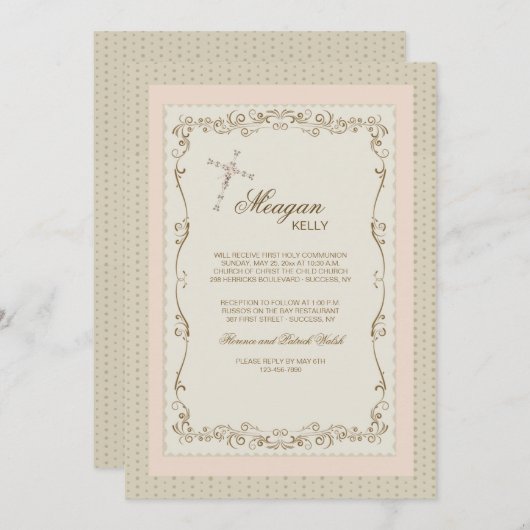 Grace en Flare Religieuze Uitnodiging (Voorkant / Achterkant)