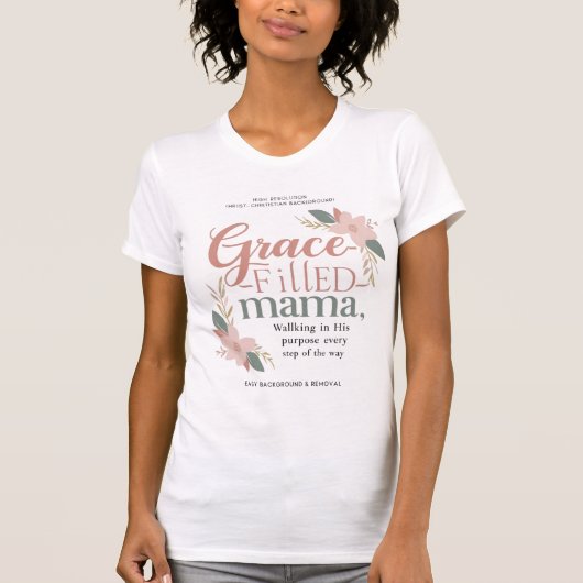Grace-filled mama – Elegant Christelijk T-shirt (Voorkant)