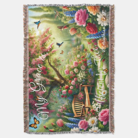 Grace Floral Tuin Dekensprei Deken (Voorkant Verticaal)