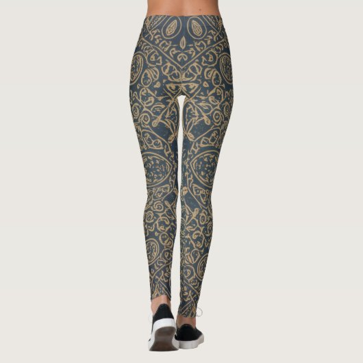 Grace Forest Green Lotus Paisley Artisan Pattern Leggings (Achterkant)