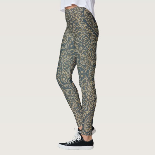 Grace Forest Green Lotus Paisley Artisan Pattern Leggings (Links)