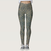 Grace Forest Green Lotus Paisley Artisan Pattern Leggings (Voorkant)