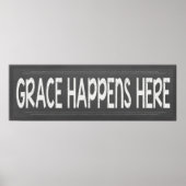Grace gebeurt hier Christelijk Chalkboard-uitzicht Poster (Voorkant)