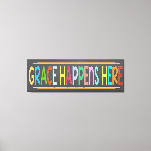 Grace gebeurt hier in kleurrijk Christelijk karton Canvas Afdruk (Voorkant)