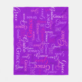 Grace gepersonaliseerde korte naam paarse roze dek fleece deken (Voorkant)