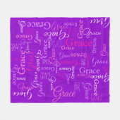 Grace gepersonaliseerde korte naam paarse roze dek fleece deken (Voorkant (Horizontaal))