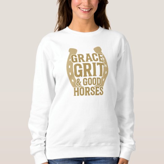 Grace, Grit & Good Horses Dames Western Trui (Voorkant)