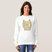 Grace, Grit & Good Horses Dames Western Trui (Voorkant volledig)
