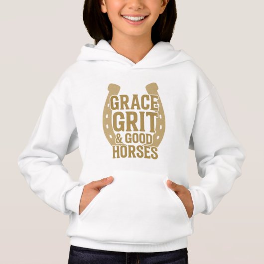 Grace, Grit & Good Horses Western Girls Hoodie (Voorkant)