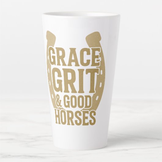 Grace, Grit & Good Horses Western Latte Mok (Voorkant)