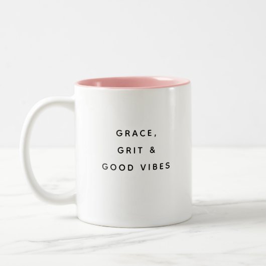 Grace Grit & Good Vibes Funny Modern Mug Tweekleurige Koffiemok (Links)