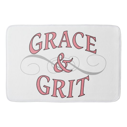 Grace & Grit in roze en grijs Badmat (Voorkant)