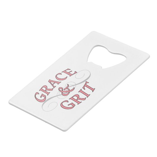 Grace & Grit in roze en grijs Creditkaart Flessenopener (Voorkant Gekanteld)