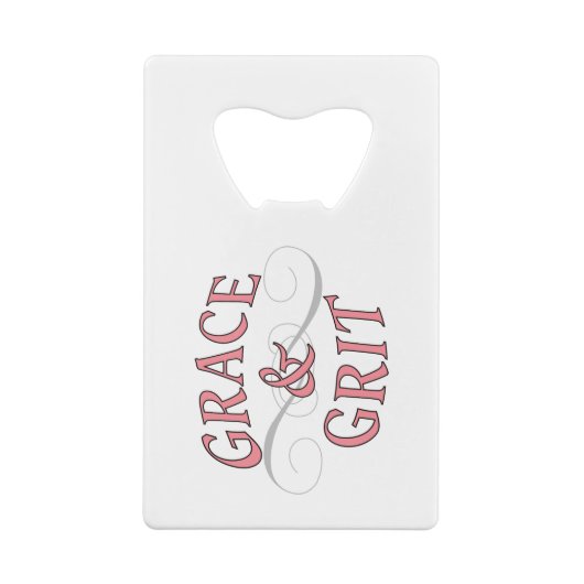 Grace & Grit in roze en grijs Creditkaart Flessenopener (Achterkant)