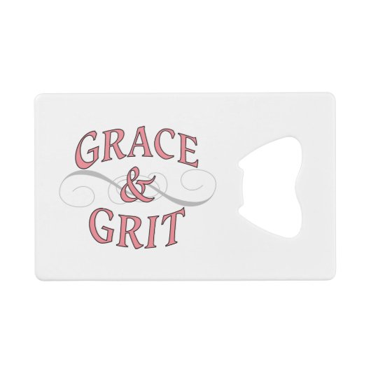 Grace & Grit in roze en grijs Creditkaart Flessenopener (Voorkant (Horizontaal))
