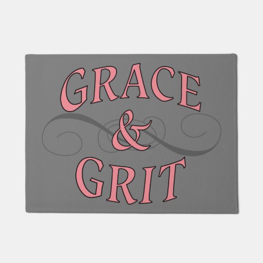 Grace & Grit in roze en grijs Deurmat (Voorkant)