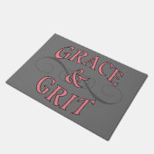 Grace & Grit in roze en grijs Deurmat (Schuin)