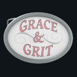 Grace & Grit in roze en grijs Gesp<br><div class="desc">Maak een gedurfde uitspraak over wie je bent met dit Grace and Grit-ontwerp. Je bent een echte vrouw - sterk, veerkrachtig en onbeschaamd vrouwelijk. Of je nu een zuidelijke belle of een stijlvolle dame bent, je weet hoe je hard moet werken, zweten en zelfs een beetje vies kunt worden, terwijl...</div>