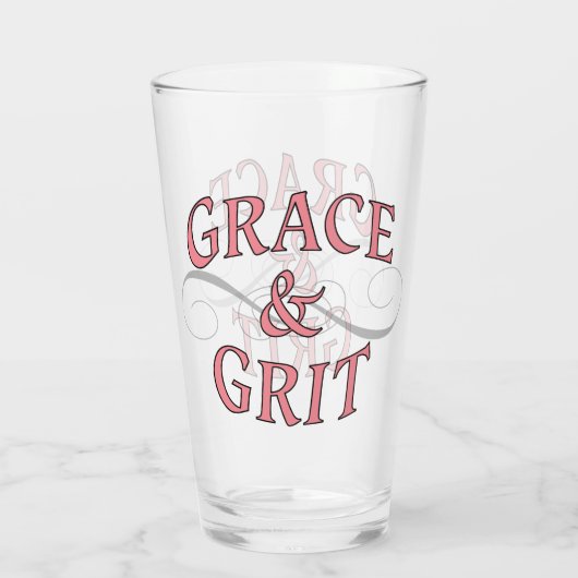 Grace & Grit in roze en grijs Glas (Achterkant)