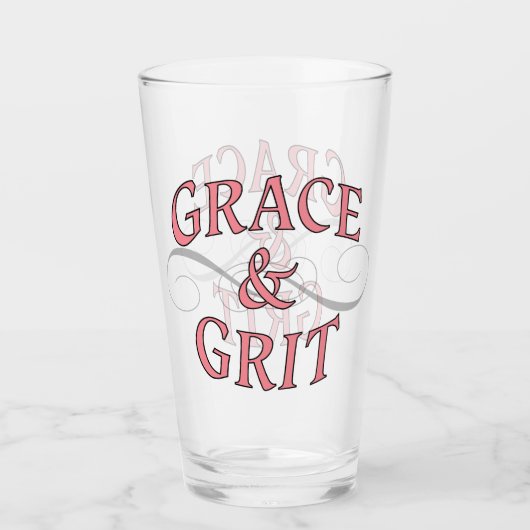Grace & Grit in roze en grijs Glas (Voorkant)