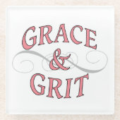Grace & Grit in roze en grijs Glazen Onderzetter (Voorkant)