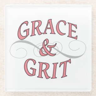 Grace & Grit in roze en grijs Glazen Onderzetter