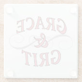 Grace & Grit in roze en grijs Glazen Onderzetter (Achterkant)