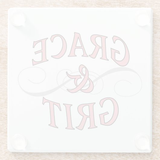 Grace & Grit in roze en grijs Glazen Onderzetter (Achterkant)