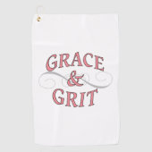 Grace & Grit in roze en grijs Golfhanddoek (Voorkant)