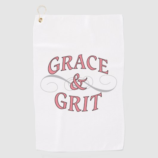 Grace & Grit in roze en grijs Golfhanddoek (Voorkant)