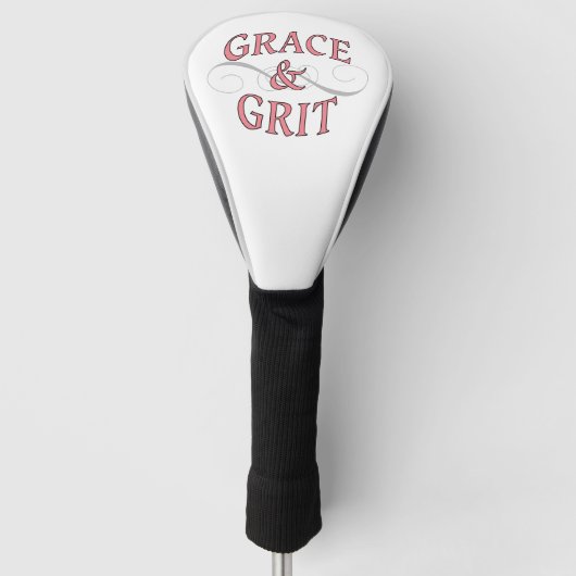 Grace & Grit in roze en grijs Golfheadcover (Voorkant)