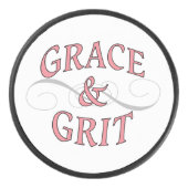 Grace & Grit in roze en grijs Hockey Puck (Voorkant)