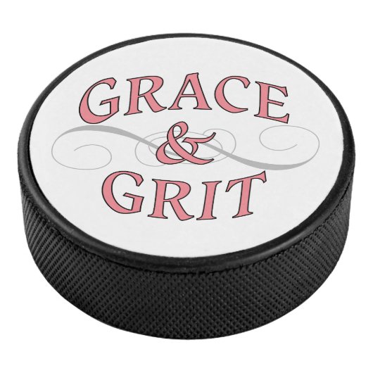 Grace & Grit in roze en grijs Hockey Puck (3/4)