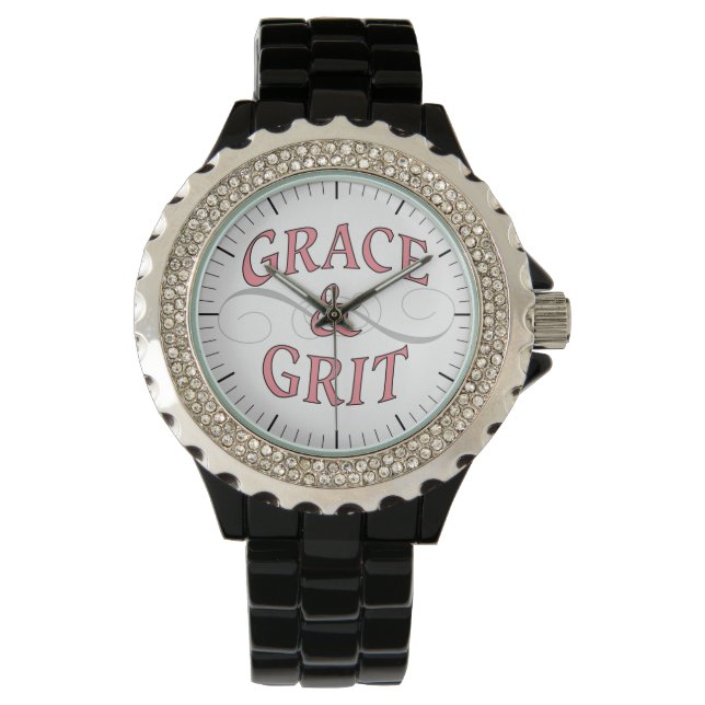 Grace & Grit in roze en grijs Horloge (Voorkant)
