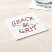 Grace & Grit in roze en grijs Kartonnen Onderzetters (Schuin)