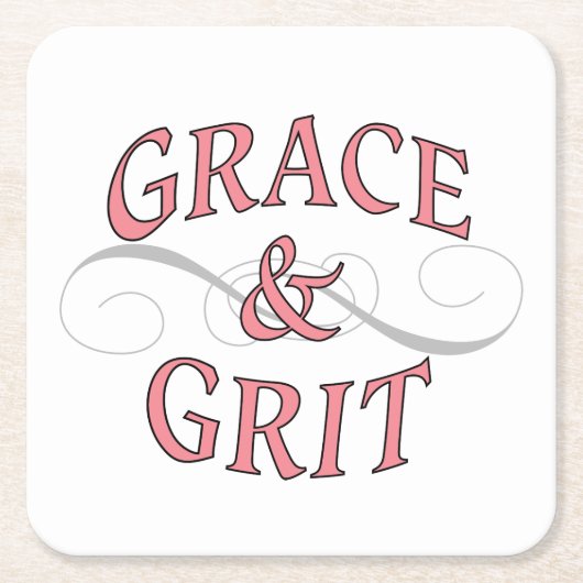 Grace & Grit in roze en grijs Kartonnen Onderzetters (Voorkant)