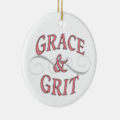 Grace & Grit in roze en grijs Keramisch Ornament (Rechts)