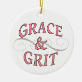 Grace & Grit in roze en grijs Keramisch Ornament (Voorkant)